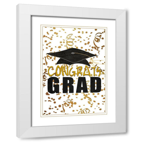 Congrats Grad White Modern Wood Framed Art Print with Double Matting by Kimberly, Allen