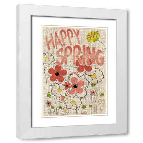Happy Spring White Modern Wood Framed Art Print with Double Matting by Kimberly, Allen