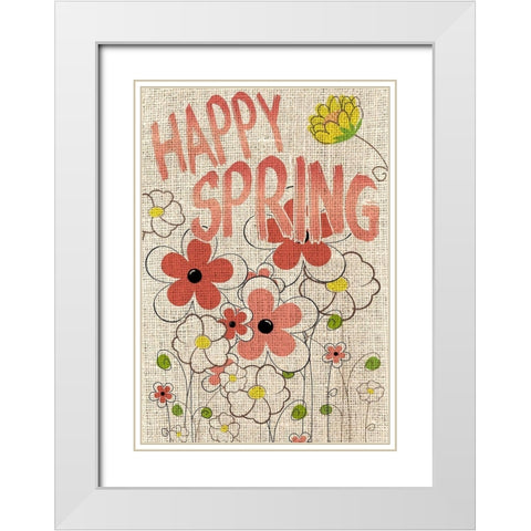 Happy Spring White Modern Wood Framed Art Print with Double Matting by Kimberly, Allen