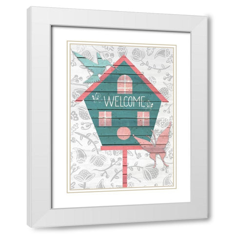 Welcome Birdhouse White Modern Wood Framed Art Print with Double Matting by Kimberly, Allen