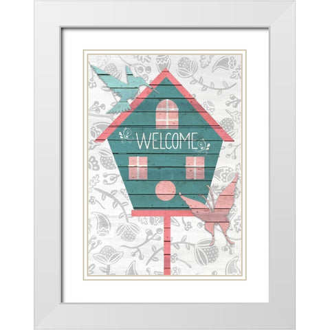 Welcome Birdhouse White Modern Wood Framed Art Print with Double Matting by Kimberly, Allen