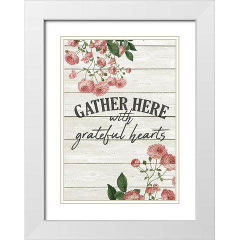 Grateful Hearts White Modern Wood Framed Art Print with Double Matting by Kimberly, Allen