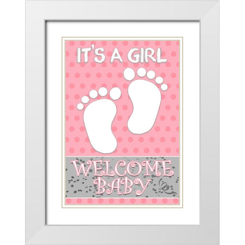 Baby Feet Girl White Modern Wood Framed Art Print with Double Matting by Kimberly, Allen