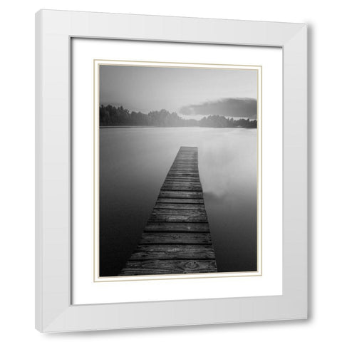 At the Dock BW White Modern Wood Framed Art Print with Double Matting by Kimberly, Allen