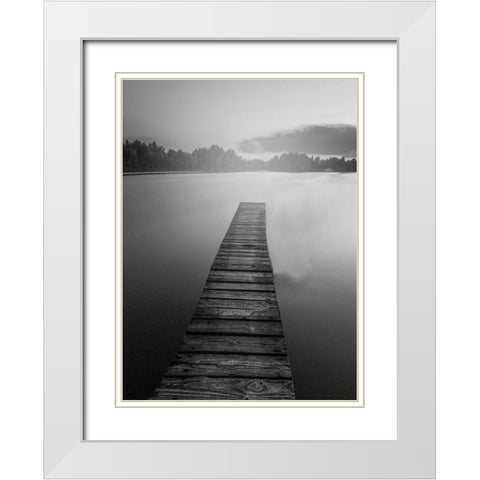 At the Dock BW White Modern Wood Framed Art Print with Double Matting by Kimberly, Allen
