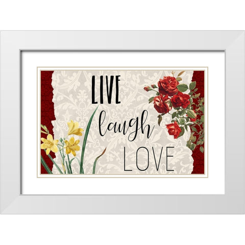 Live Laugh Love 1 White Modern Wood Framed Art Print with Double Matting by Kimberly, Allen