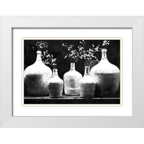 Monochrome Vases White Modern Wood Framed Art Print with Double Matting by Kimberly, Allen