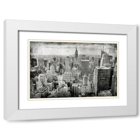 Manhattan Fom The Sky White Modern Wood Framed Art Print with Double Matting by Allen, Kimberly