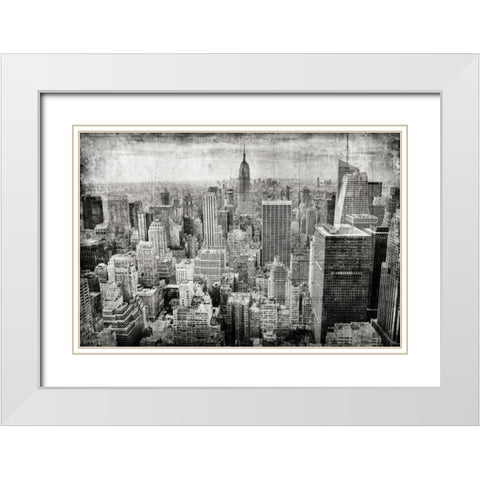 Manhattan Fom The Sky White Modern Wood Framed Art Print with Double Matting by Allen, Kimberly
