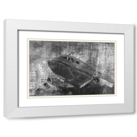 Vintage Airplane Black and White White Modern Wood Framed Art Print with Double Matting by Allen, Kimberly
