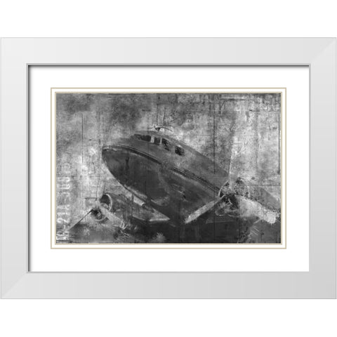 Vintage Airplane Black and White White Modern Wood Framed Art Print with Double Matting by Allen, Kimberly