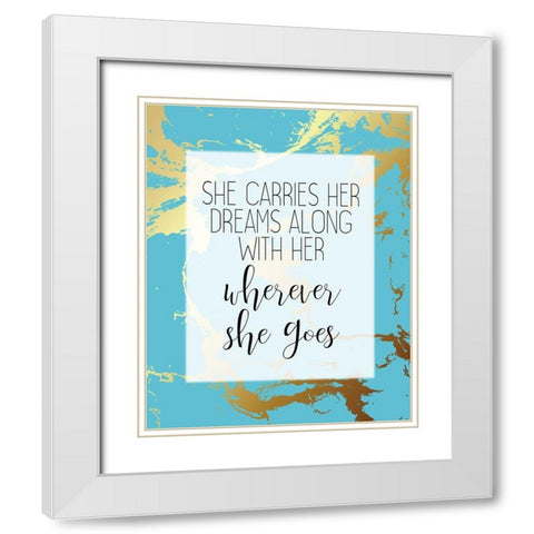 Wherever She Goes White Modern Wood Framed Art Print with Double Matting by Kimberly, Allen