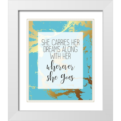 Wherever She Goes White Modern Wood Framed Art Print with Double Matting by Kimberly, Allen