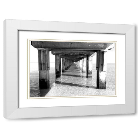 Beach Pier White Modern Wood Framed Art Print with Double Matting by Allen, Kimberly