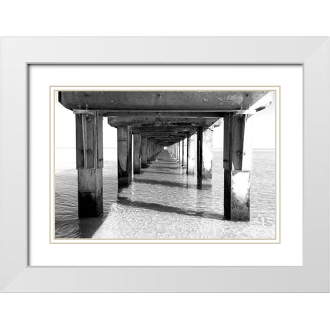 Beach Pier White Modern Wood Framed Art Print with Double Matting by Allen, Kimberly