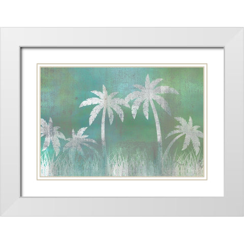 Palms White Modern Wood Framed Art Print with Double Matting by Allen, Kimberly