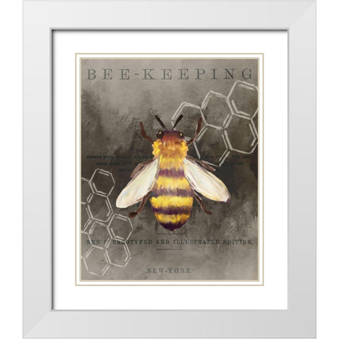 Bee Charmer 1 White Modern Wood Framed Art Print with Double Matting by Allen, Kimberly