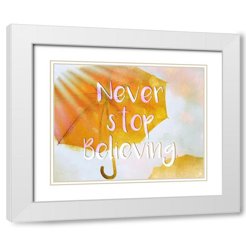 Never Stop White Modern Wood Framed Art Print with Double Matting by Allen, Kimberly