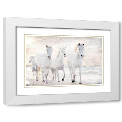 Beach Runners White Modern Wood Framed Art Print with Double Matting by Allen, Kimberly