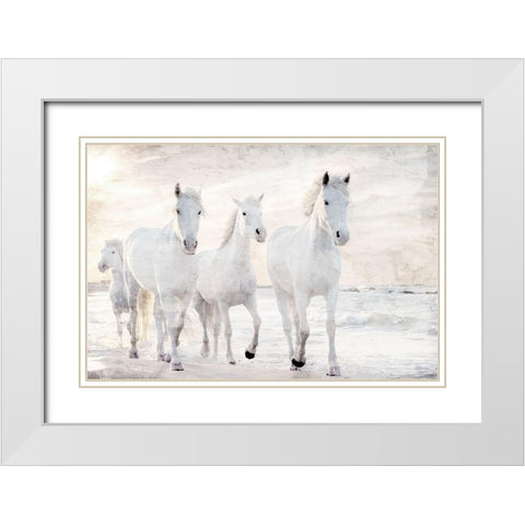 Beach Runners White Modern Wood Framed Art Print with Double Matting by Allen, Kimberly
