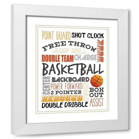 Basketball White Modern Wood Framed Art Print with Double Matting by Allen, Kimberly