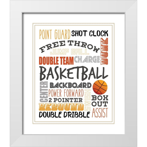 Basketball White Modern Wood Framed Art Print with Double Matting by Allen, Kimberly