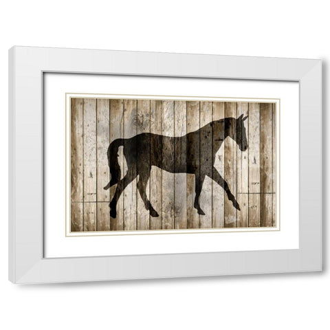 Barnwood Horse White Modern Wood Framed Art Print with Double Matting by Allen, Kimberly