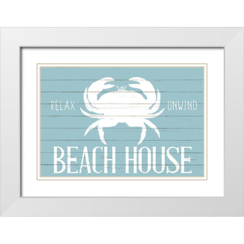 Beach House Crab White Modern Wood Framed Art Print with Double Matting by Allen, Kimberly