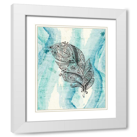Henna Feather 1 White Modern Wood Framed Art Print with Double Matting by Allen, Kimberly