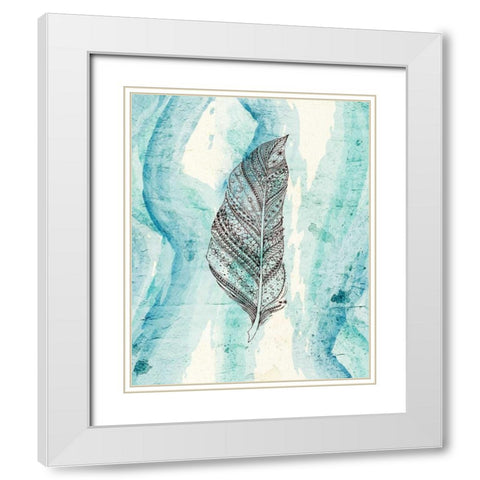 Henna Feather 2 White Modern Wood Framed Art Print with Double Matting by Allen, Kimberly