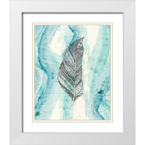 Henna Feather 2 White Modern Wood Framed Art Print with Double Matting by Allen, Kimberly