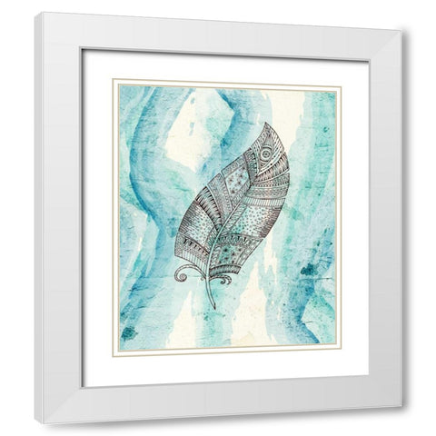 Henna Feather 3 White Modern Wood Framed Art Print with Double Matting by Allen, Kimberly