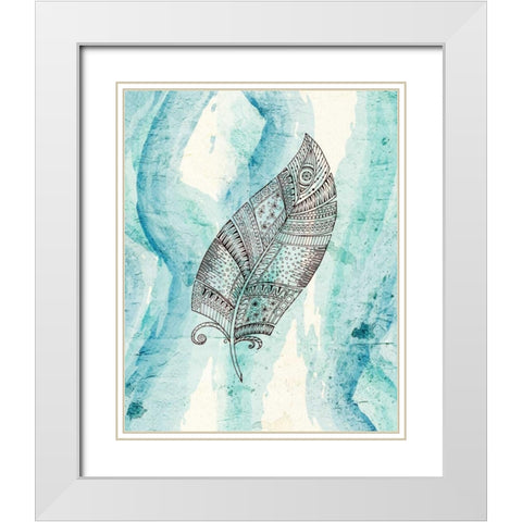 Henna Feather 3 White Modern Wood Framed Art Print with Double Matting by Allen, Kimberly