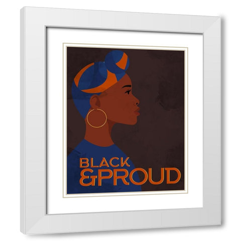 Black and Proud Woman White Modern Wood Framed Art Print with Double Matting by Allen, Kimberly