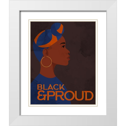 Black and Proud Woman White Modern Wood Framed Art Print with Double Matting by Allen, Kimberly