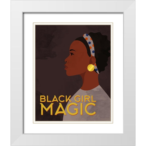 _Black Girl Magic White Modern Wood Framed Art Print with Double Matting by Allen, Kimberly