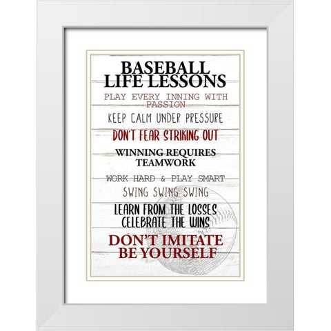 Baseball Life White Modern Wood Framed Art Print with Double Matting by Allen, Kimberly