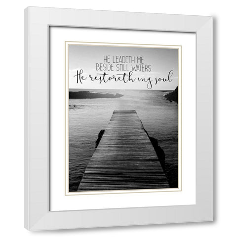 He Leadeth Me White Modern Wood Framed Art Print with Double Matting by Allen, Kimberly
