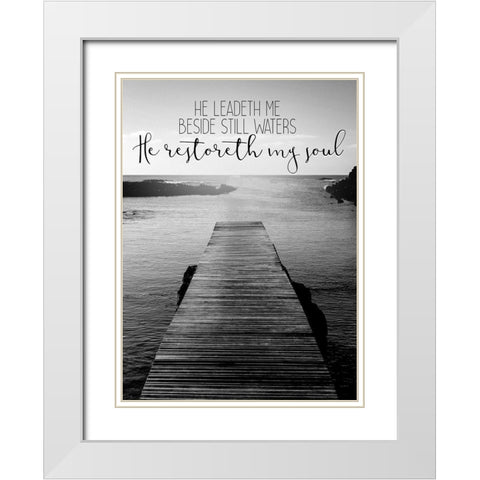 He Leadeth Me White Modern Wood Framed Art Print with Double Matting by Allen, Kimberly