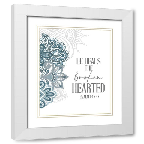 Broken Hearted Henna White Modern Wood Framed Art Print with Double Matting by Allen, Kimberly