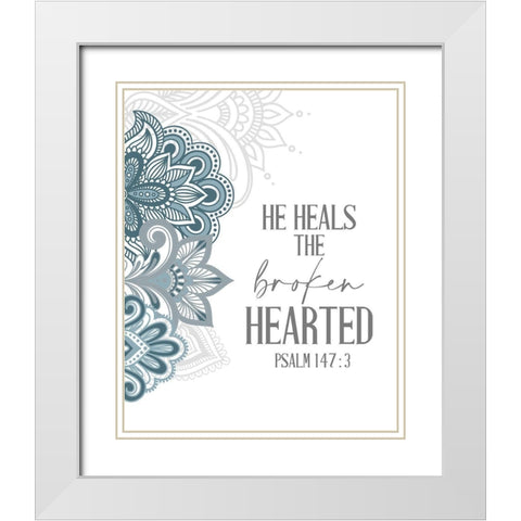 Broken Hearted Henna White Modern Wood Framed Art Print with Double Matting by Allen, Kimberly