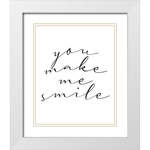 You Make Me Smile White Modern Wood Framed Art Print with Double Matting by Allen, Kimberly