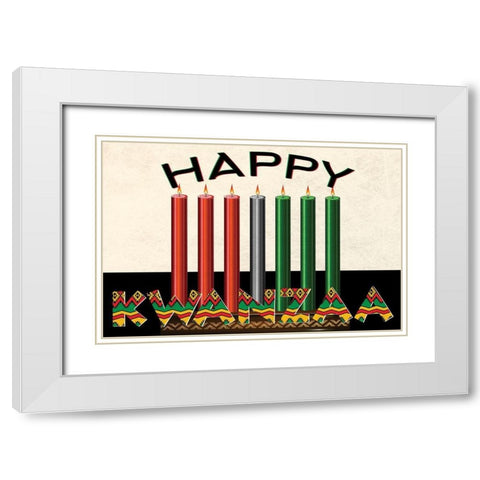 Happy Kwanzaa White Modern Wood Framed Art Print with Double Matting by Allen, Kimberly
