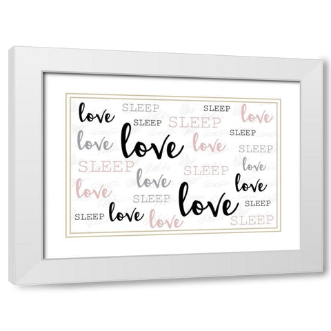 Love Love Love White Modern Wood Framed Art Print with Double Matting by Allen, Kimberly