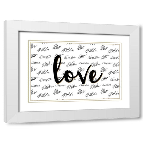 Love Scribbles White Modern Wood Framed Art Print with Double Matting by Allen, Kimberly