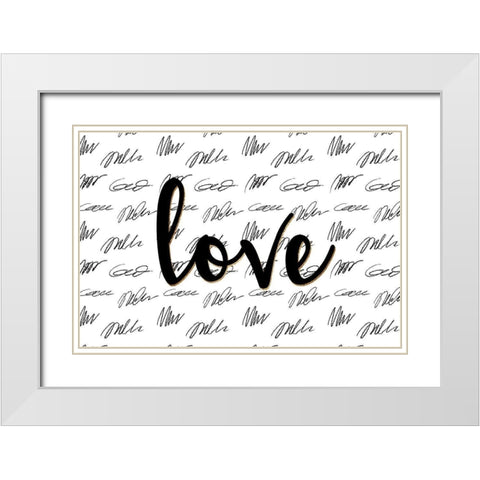 Love Scribbles White Modern Wood Framed Art Print with Double Matting by Allen, Kimberly
