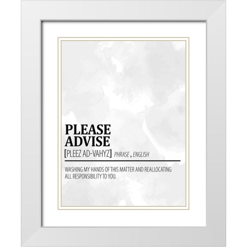 Please Advise 1 Watercolor BW White Modern Wood Framed Art Print with Double Matting by Allen, Kimberly