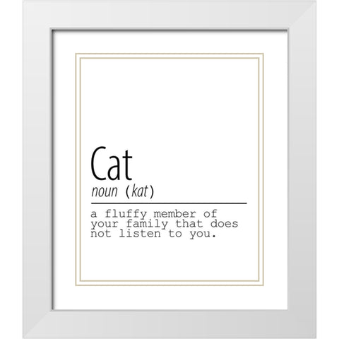 Cat Noun White Modern Wood Framed Art Print with Double Matting by Allen, Kimberly