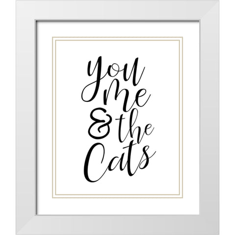 You Me Cats White Modern Wood Framed Art Print with Double Matting by Allen, Kimberly