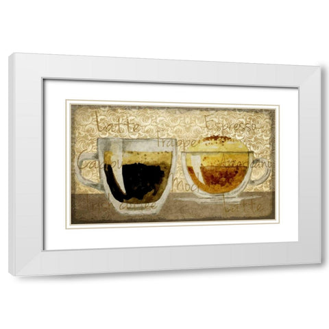 Damask Coffee 1 White Modern Wood Framed Art Print with Double Matting by Allen, Kimberly